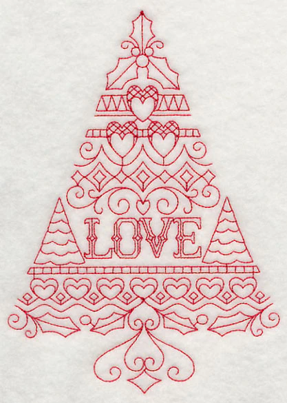 Love Christmas Tree (Redwork) - Image 3