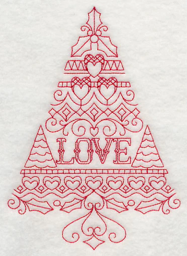 Love Christmas Tree (Redwork) - Image 4
