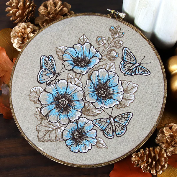Lovely Hollyhock Bouquet and Butterflies - Image 12