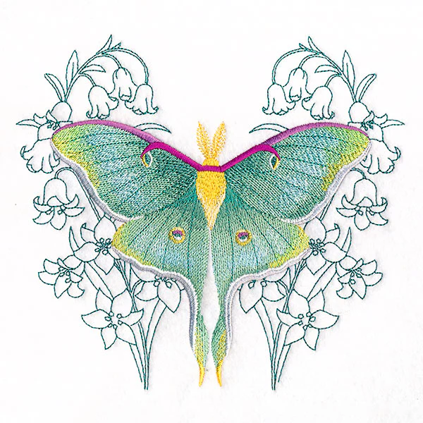 Luna Moth and Snowbell Flowers - Image 4