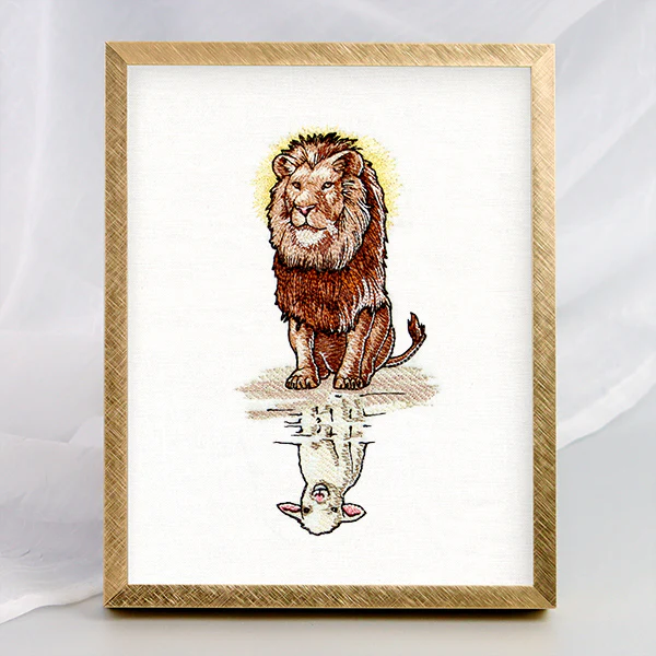 Majestic Lion and Lamb Reflection - Image 2