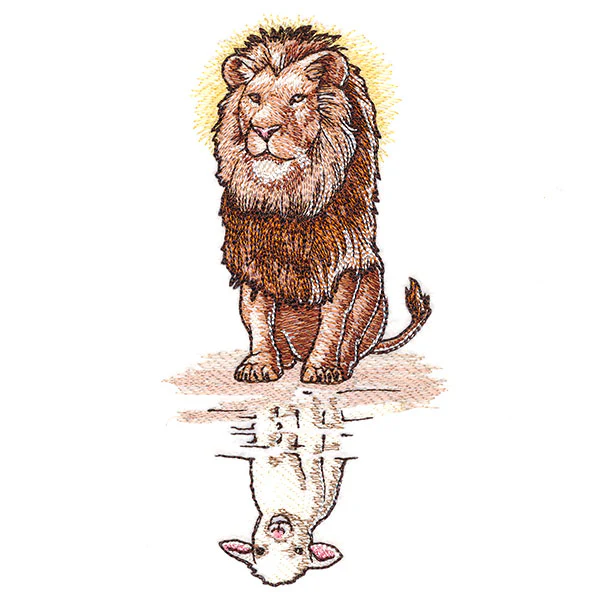 Majestic Lion and Lamb Reflection - Image 7