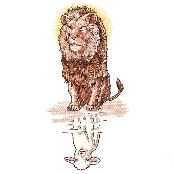 Majestic Lion and Lamb Reflection - Image 9