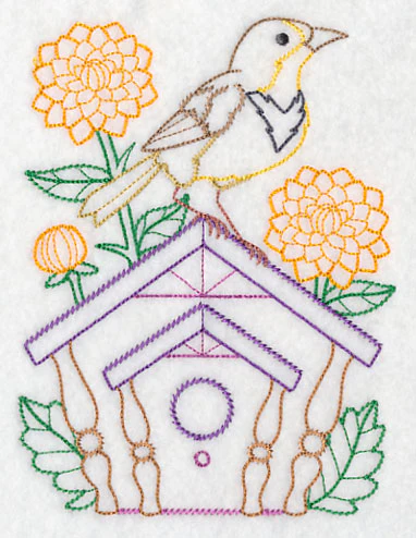 Meadowlark and Dahlias (Vintage) - Image 2