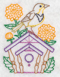 Meadowlark and Dahlias (Vintage) - Image 3