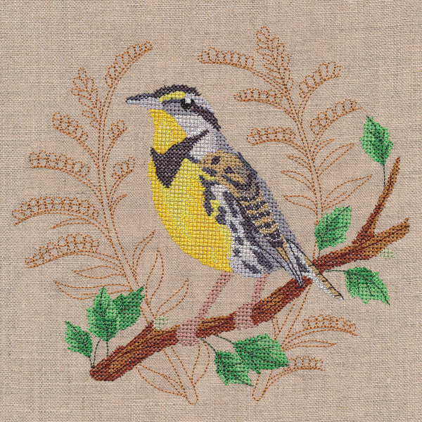 Meadowlark with Delicate Branches (Cross Stitch) - Image 4