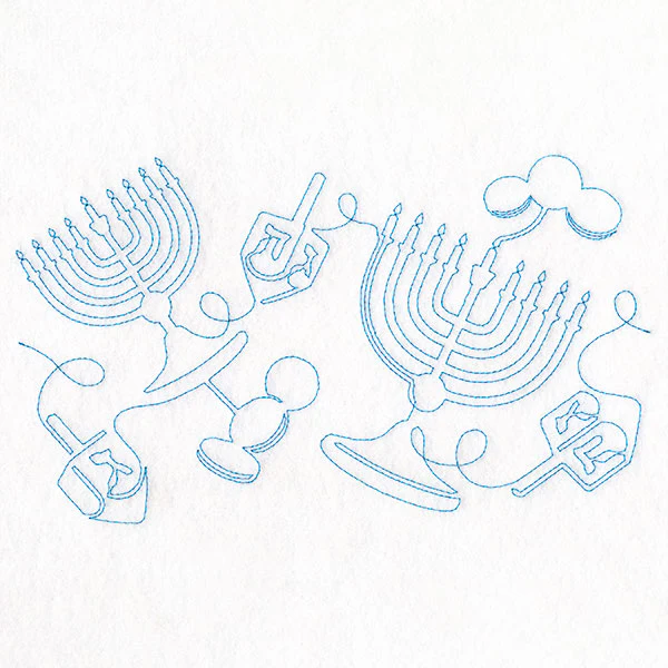 Menorahs and Gelt on Hanukkah  (Edge-to-Edge Quilting) - Image 3