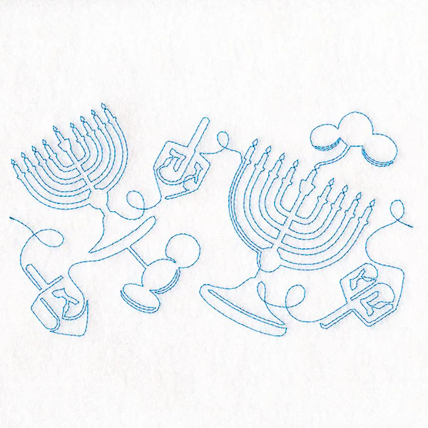 Menorahs and Gelt on Hanukkah  (Edge-to-Edge Quilting) - Image 5