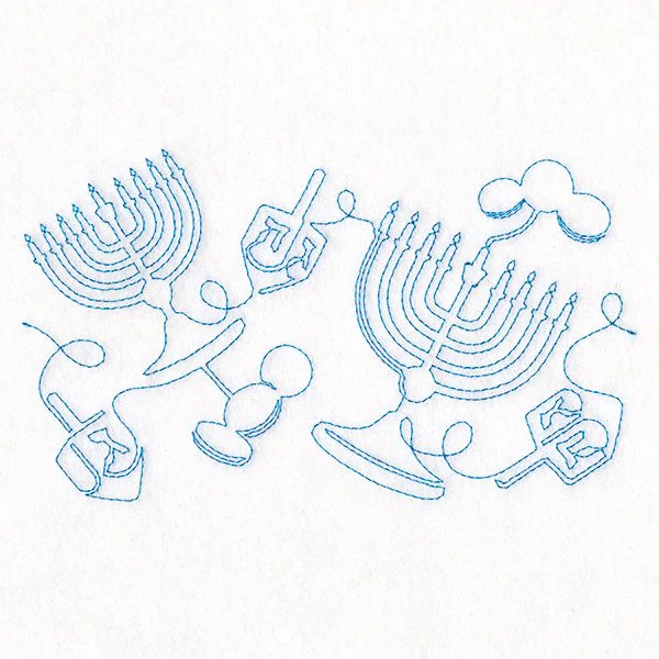 Menorahs and Gelt on Hanukkah  (Edge-to-Edge Quilting) - Image 7