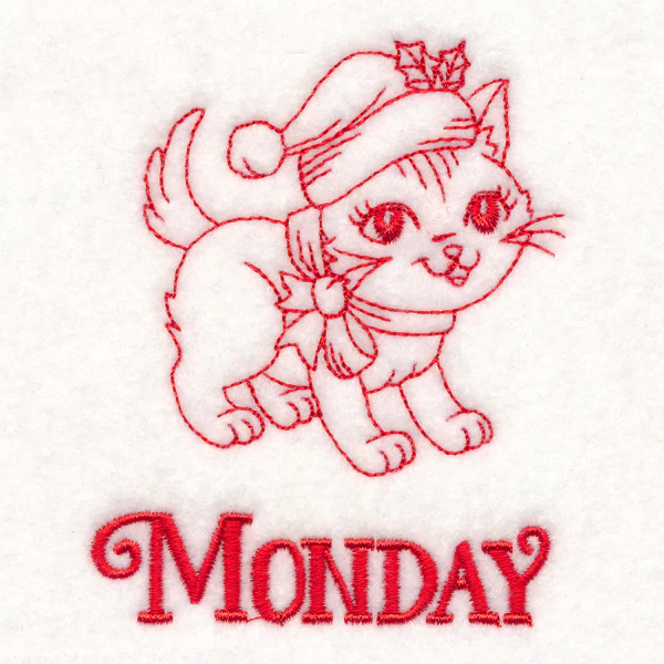 Meowy Christmas on Monday (Redwork) - Image 2