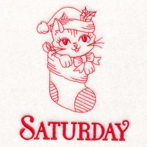 Meowy Christmas on Saturday (Redwork)