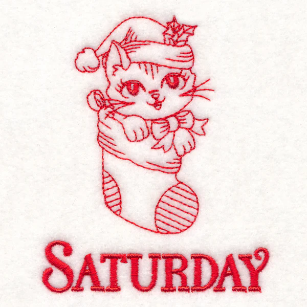 Meowy Christmas on Saturday (Redwork) - Image 2