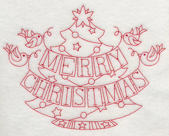 Merry Christmas Birds (Redwork)