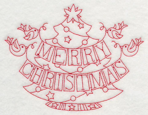 Merry Christmas Birds (Redwork) - Image 2