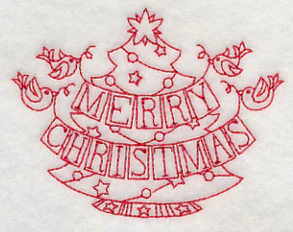 Merry Christmas Birds (Redwork) - Image 3