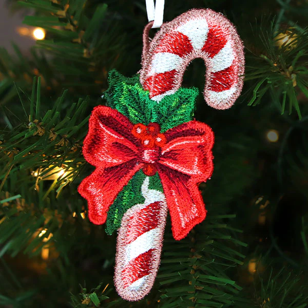 Merry Christmas Candy Cane Ornament (In-the-Hoop) - Image 2