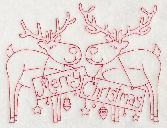 Merry Christmas Reindeer (Redwork)
