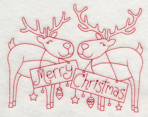 Merry Christmas Reindeer (Redwork) - Image 2