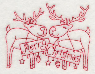 Merry Christmas Reindeer (Redwork) - Image 3