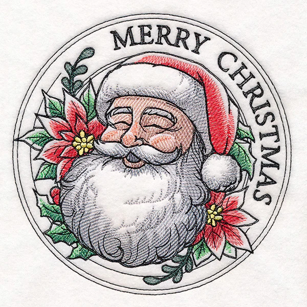 Merry Christmas Santa with Poinsettias Stamp - Image 9