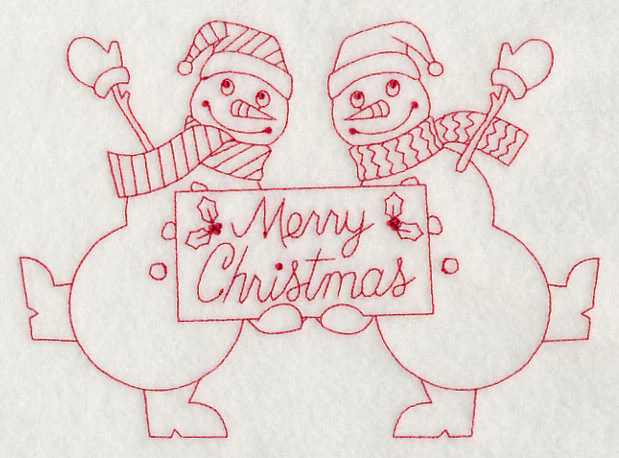 Merry Christmas Snowmen (Redwork)