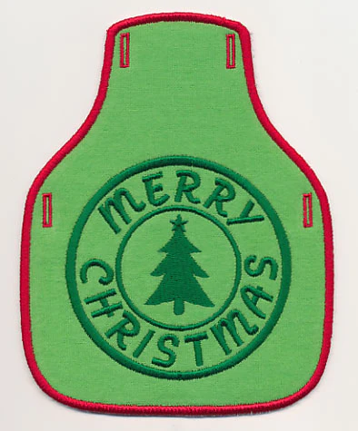 Merry Christmas Stamp Bottle Apron (In-the-Hoop)