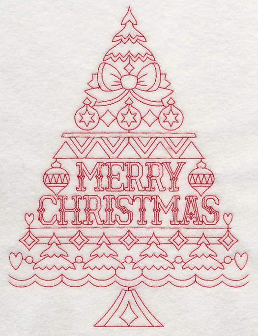 Merry Christmas Tree (Redwork) - Image 4