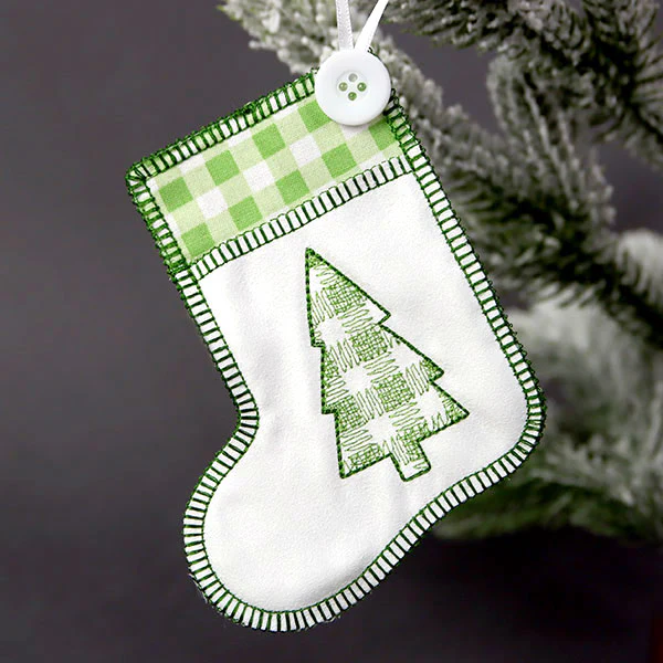Merry Christmas Tree Stocking Ornament (In-the-Hoop) - Image 3
