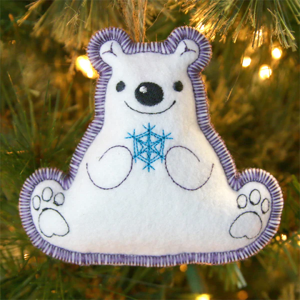 Merry Magic Polar Bear Ornament (In-the-Hoop) - Image 3
