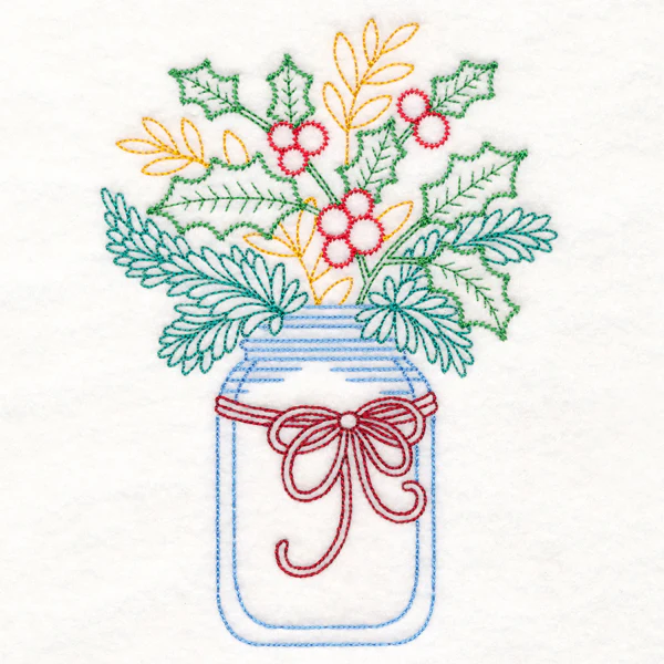 Merry Mason Jar - Holly and Berries - Image 3