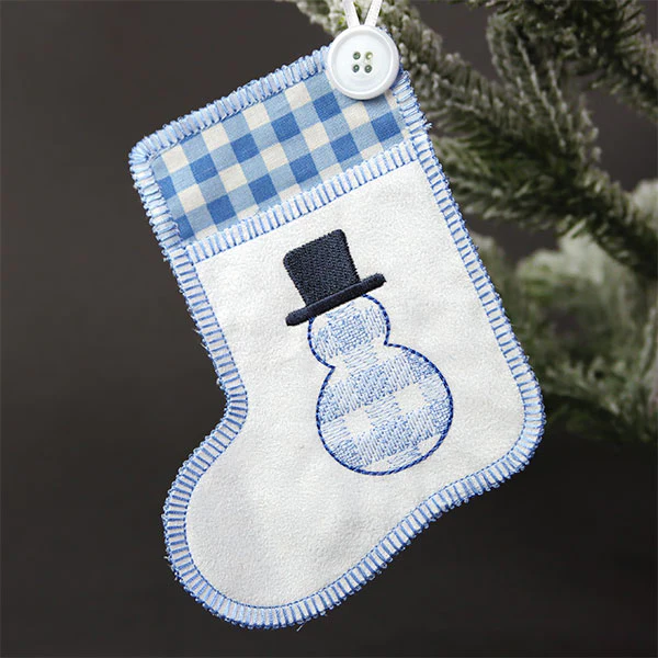 Merry Snowman Stocking Ornament (In-the-Hoop) - Image 4