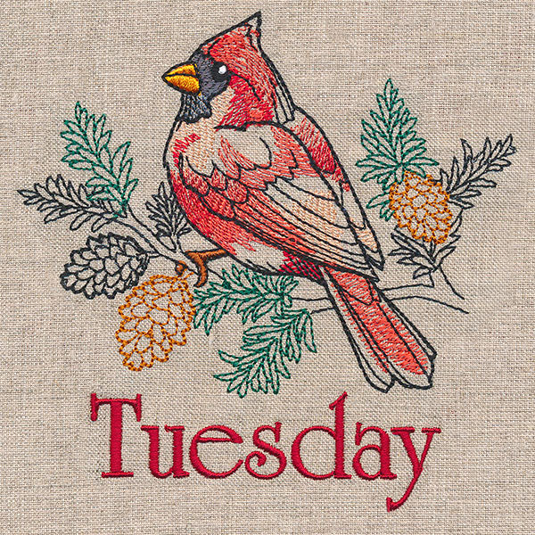 Merry Tuesday - Cardinal with Pinecones - Image 5