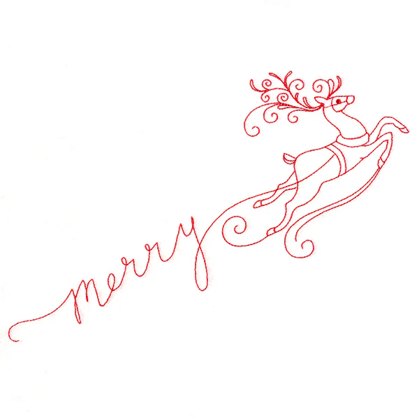 Merry with Reindeer (Redwork)