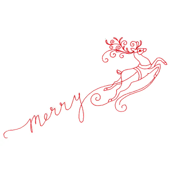 Merry with Reindeer (Redwork) - Image 2