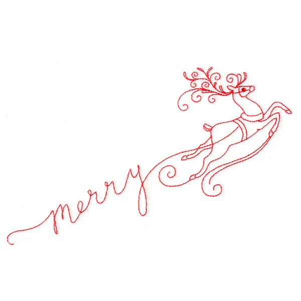 Merry with Reindeer (Redwork) - Image 4