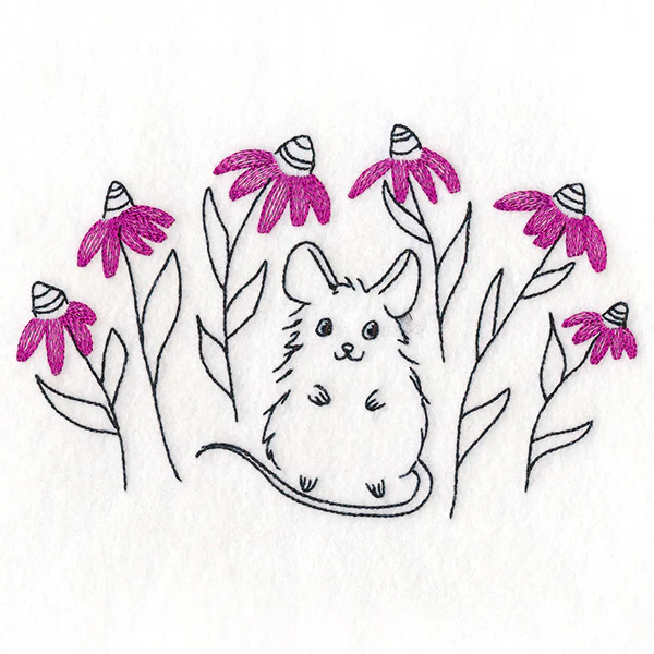 Mischievous Mouse and Wildflowers - Image 3