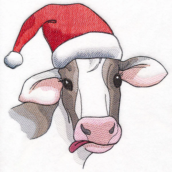 Moo-y Christmas Cow in Santa Hat - Image 5