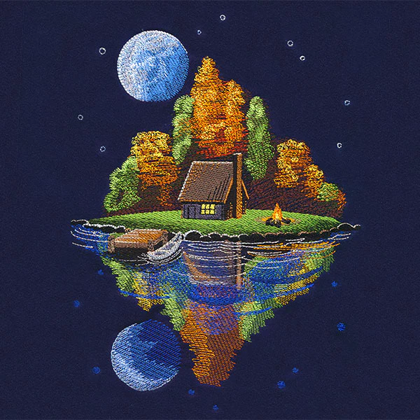 Moonlit Fall Cabin Scene - Image 10