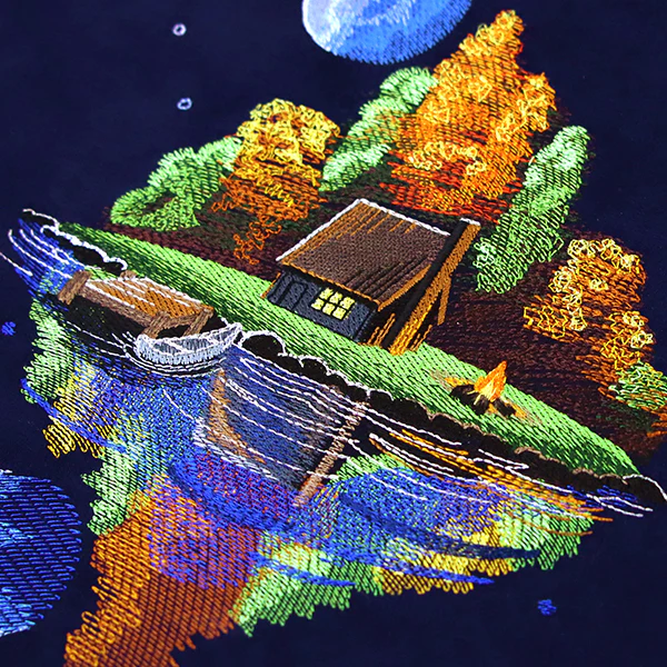 Moonlit Fall Cabin Scene - Image 8
