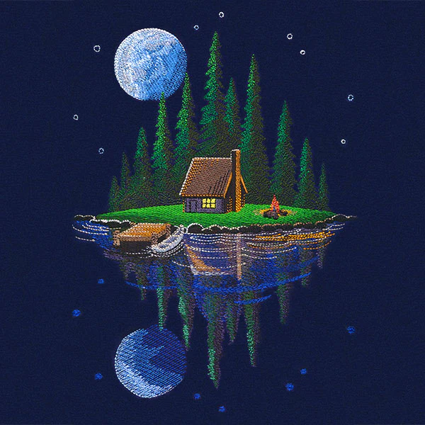 Moonlit Lakeside Cabin Scene - Image 7