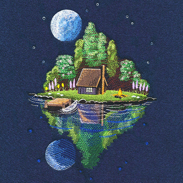 Moonlit Lakeside Spring Cabin Scene - Image 4