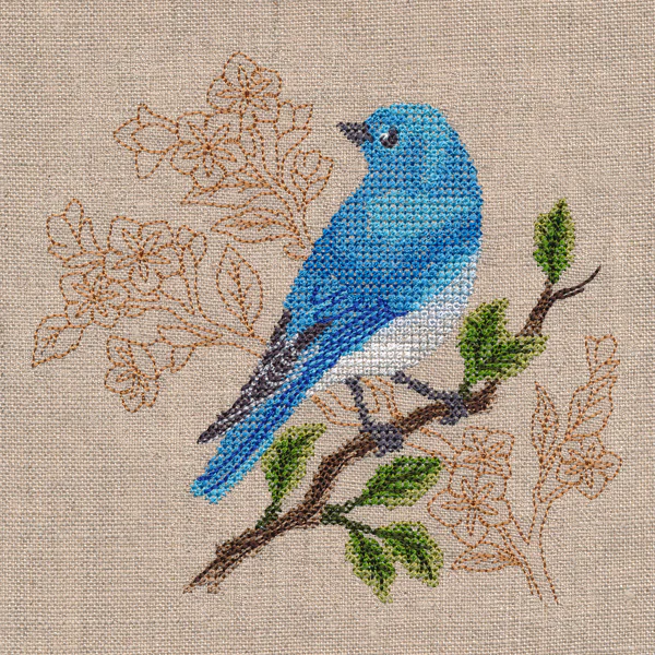Mountain Bluebird with Delicate Branches (Cross Stitch) - Image 3