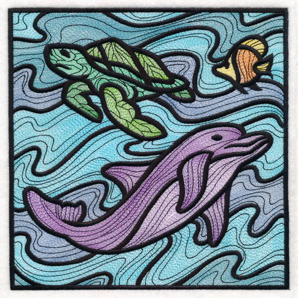Nautical Stained Glass Square - Dolphin - Image 13