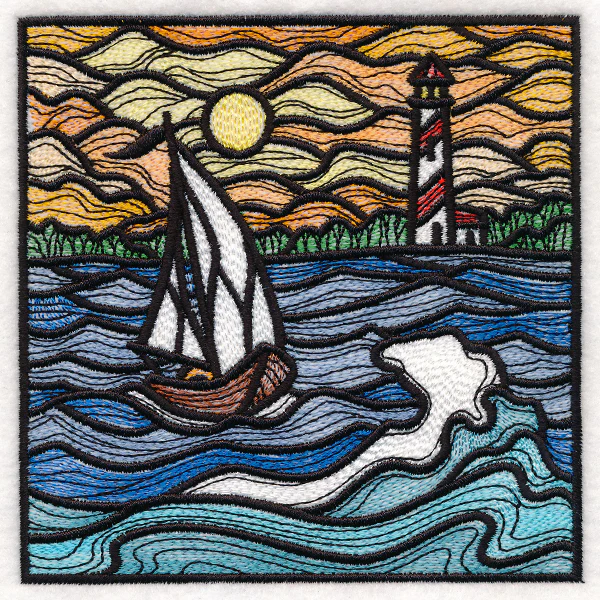 Nautical Stained Glass Square - Sailboat - Image 10
