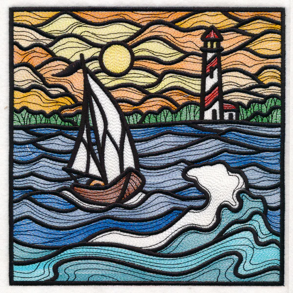 Nautical Stained Glass Square - Sailboat - Image 13