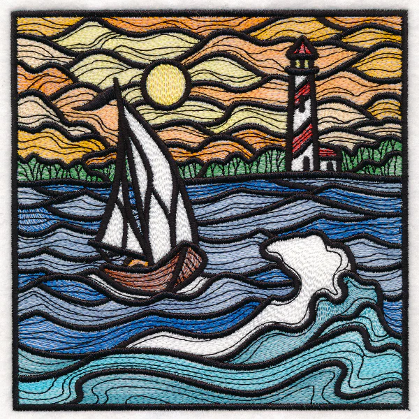 Nautical Stained Glass Square - Sailboat - Image 7