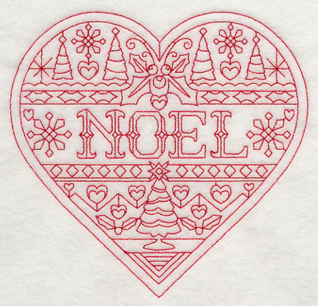 Noel Christmas Heart (Redwork) - Image 3
