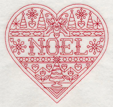 Noel Christmas Heart (Redwork) - Image 4