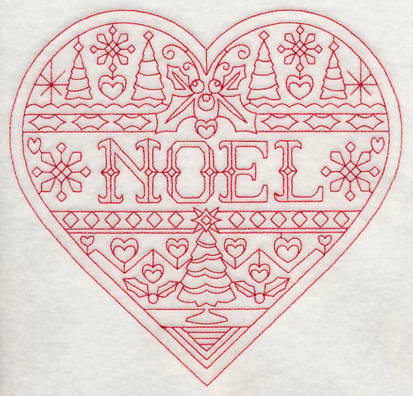 Noel Christmas Heart (Redwork) - Image 5