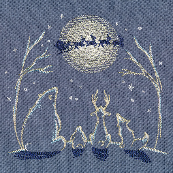 North Pole Animals and Santa's Flight Christmas Eve Scene - Image 2